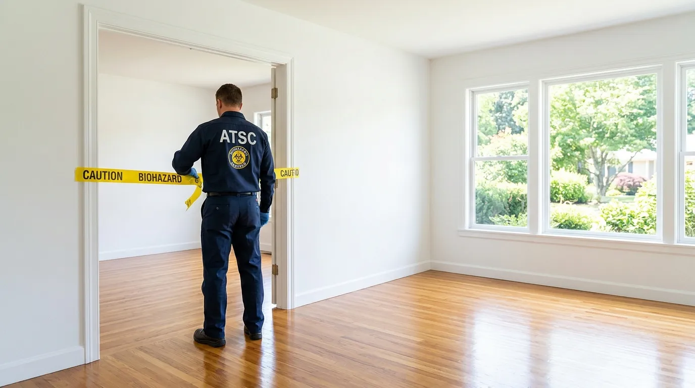 Certified biohazard cleanup crew performing Trauma Scene Cleanup in Saint Francis